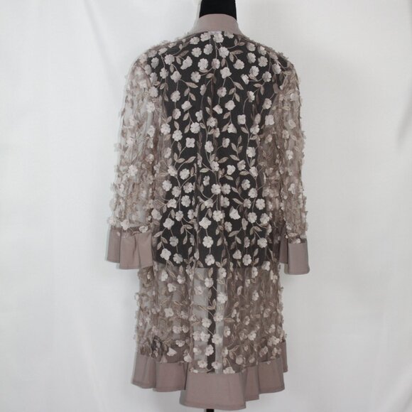 R & M Richards Sheer Open Cardigan with Floral Appliques Size 14 - Picture 6 of 9